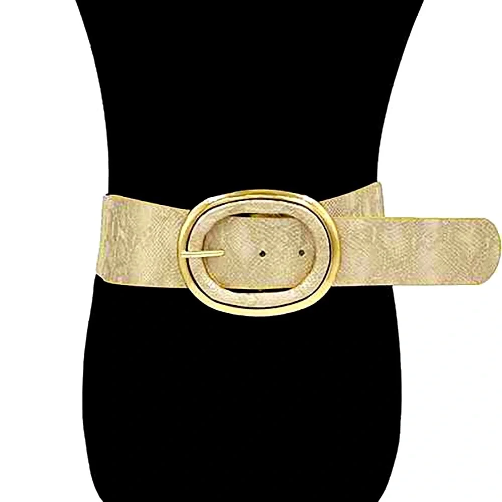 Gold Animal Print Wide Waist Statement Belt
